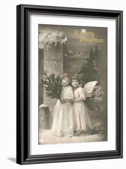 A Merry Christmas, Cherub and Girl-null-Framed Art Print