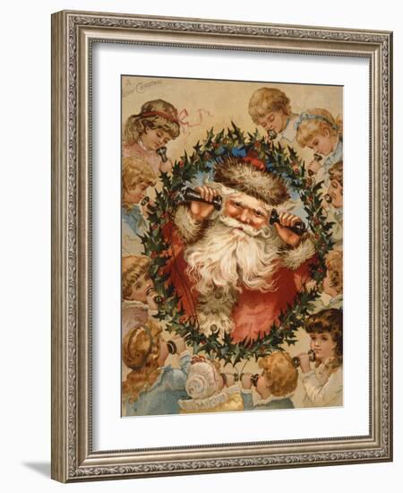 A Merry Christmas , Christmas Card, 1882-Unknown Artist-Framed Giclee Print