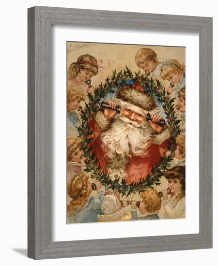 A Merry Christmas , Christmas Card, 1882-Unknown Artist-Framed Giclee Print