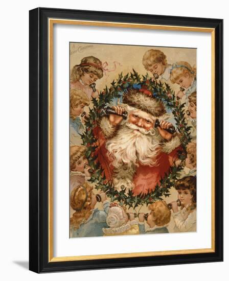 A Merry Christmas , Christmas Card, 1882-Unknown Artist-Framed Giclee Print