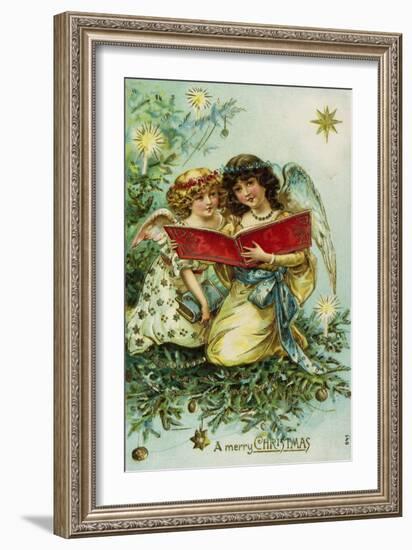 A Merry Christmas with Two Angels-null-Framed Giclee Print