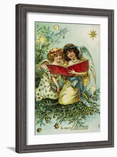 A Merry Christmas with Two Angels-null-Framed Giclee Print