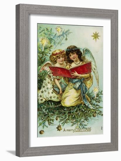 A Merry Christmas with Two Angels-null-Framed Giclee Print