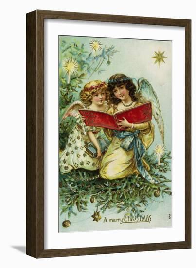 A Merry Christmas with Two Angels-null-Framed Giclee Print