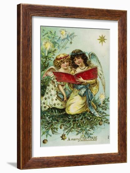 A Merry Christmas with Two Angels-null-Framed Giclee Print