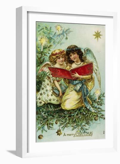 A Merry Christmas with Two Angels-null-Framed Giclee Print