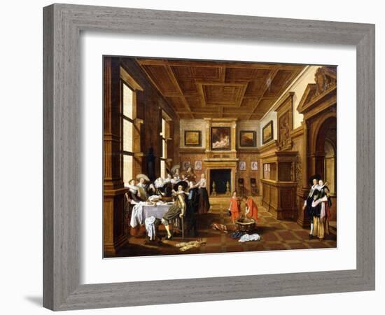 A Merry Company in an Interior-Dirck Hals-Framed Giclee Print