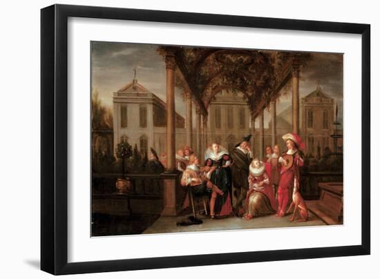 A Merry Company Playing Music under a Flowered Porch in a Garden-Dirck Hals-Framed Giclee Print