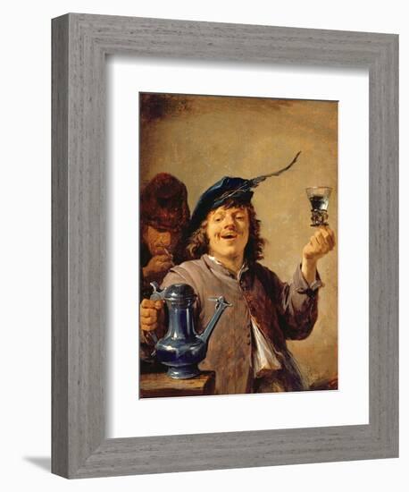 A Merry Drinker with an Old Smoker-David Teniers the Younger-Framed Giclee Print