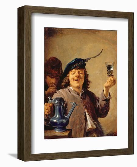 A Merry Drinker with an Old Smoker-David Teniers the Younger-Framed Giclee Print