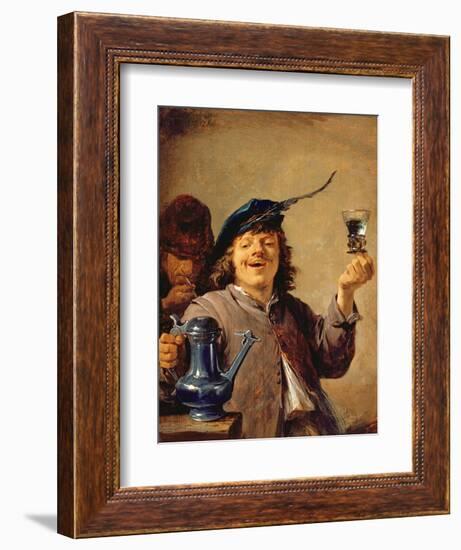 A Merry Drinker with an Old Smoker-David Teniers the Younger-Framed Giclee Print