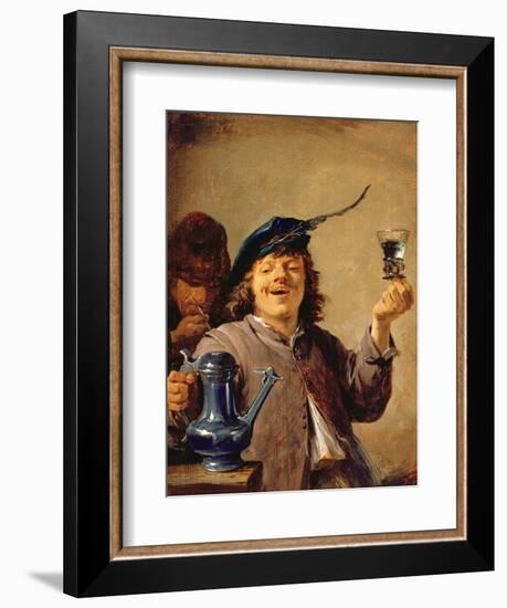 A Merry Drinker with an Old Smoker-David Teniers the Younger-Framed Giclee Print