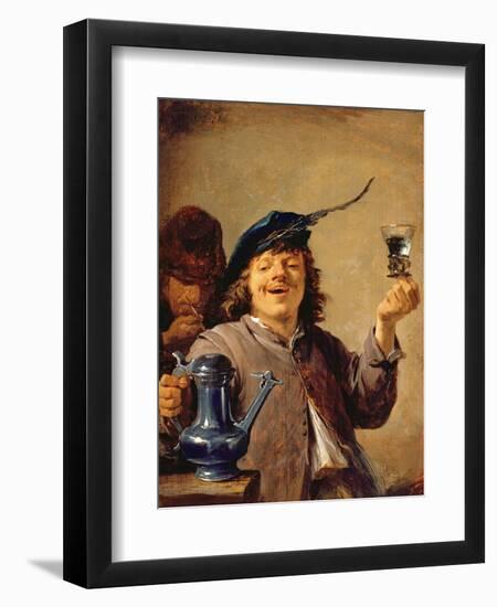 A Merry Drinker with an Old Smoker-David Teniers the Younger-Framed Giclee Print