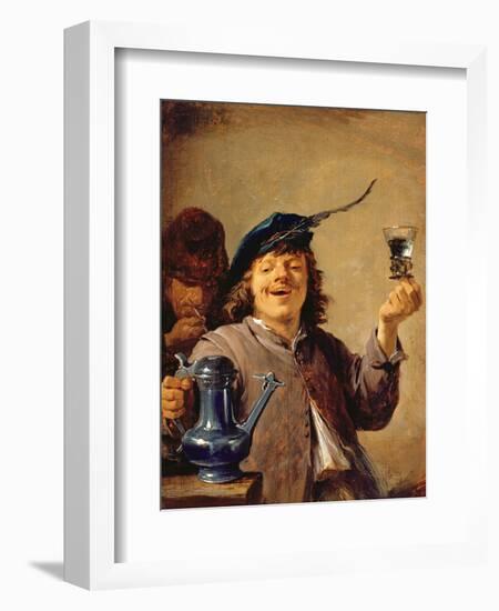 A Merry Drinker with an Old Smoker-David Teniers the Younger-Framed Giclee Print