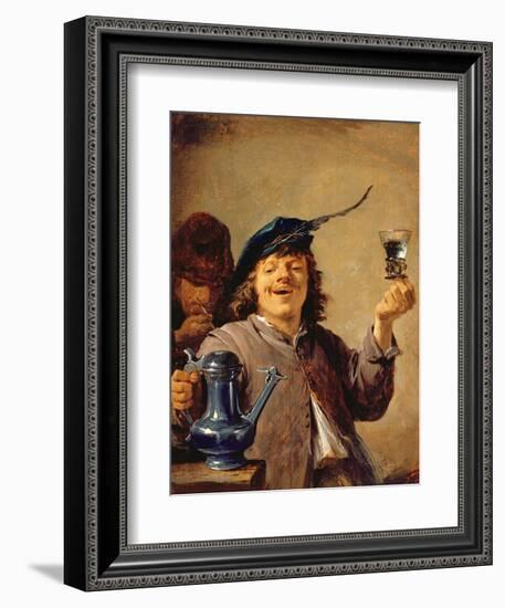 A Merry Drinker with an Old Smoker-David Teniers the Younger-Framed Giclee Print