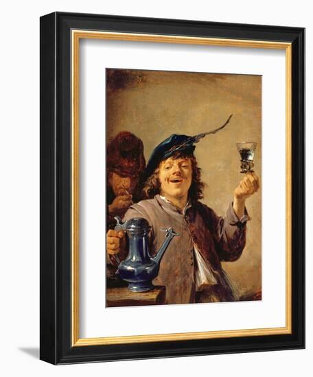 A Merry Drinker with an Old Smoker-David Teniers the Younger-Framed Giclee Print