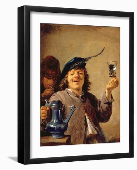 A Merry Drinker with an Old Smoker-David Teniers the Younger-Framed Giclee Print