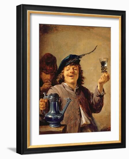 A Merry Drinker with an Old Smoker-David Teniers the Younger-Framed Giclee Print