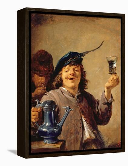 A Merry Drinker with an Old Smoker-David Teniers the Younger-Framed Premier Image Canvas