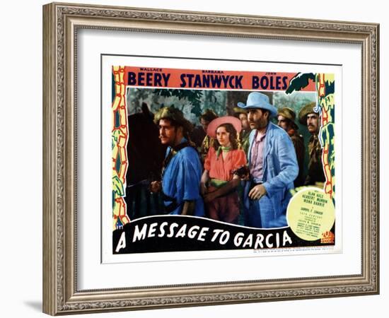 A Message to Garcia, Center, from Left, Barbara Stanwyck, John Boles, 1936-null-Framed Art Print