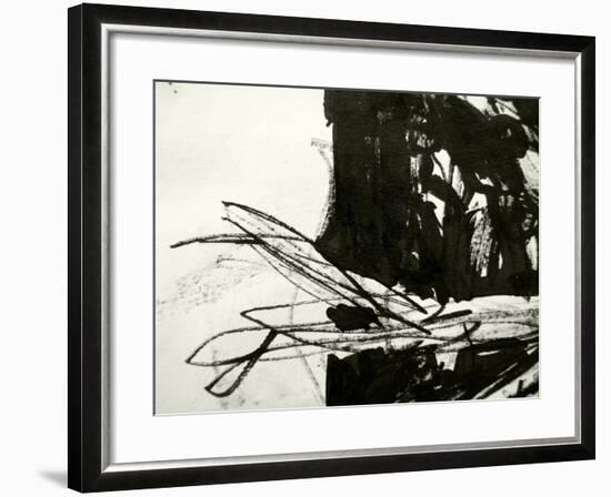 A Messy Grunge Background Hand Made With Black Indian Ink-lavitrei-Framed Art Print