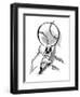 A Mets player pushes a giant baseball up a mountain.  - New Yorker Cartoon-Lee Lorenz-Framed Premium Giclee Print