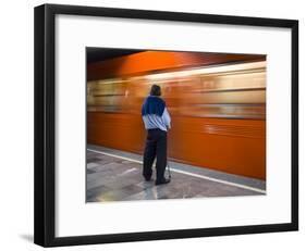 A Mexican Citizen Waits for the Metro to Stop, Mexico City, Mexico-Brent Bergherm-Framed Photographic Print
