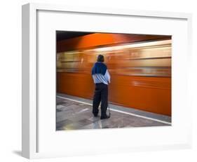 A Mexican Citizen Waits for the Metro to Stop, Mexico City, Mexico-Brent Bergherm-Framed Photographic Print