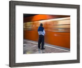 A Mexican Citizen Waits for the Metro to Stop, Mexico City, Mexico-Brent Bergherm-Framed Photographic Print