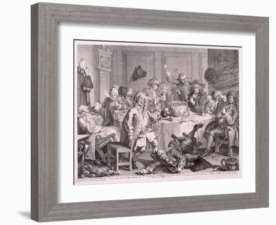 A Midnight Modern Conversation, 1733-William Hogarth-Framed Giclee Print