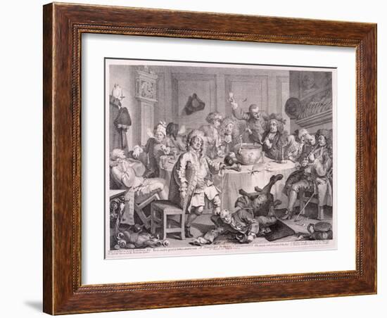 A Midnight Modern Conversation, 1733-William Hogarth-Framed Giclee Print