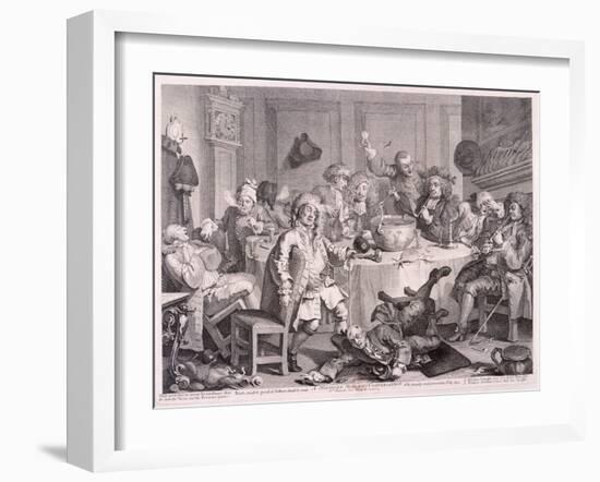 A Midnight Modern Conversation, 1733-William Hogarth-Framed Giclee Print