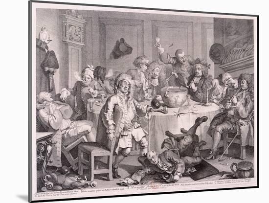 A Midnight Modern Conversation, 1733-William Hogarth-Mounted Giclee Print