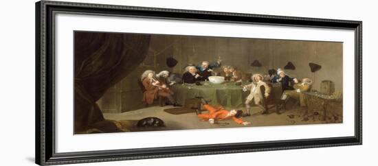 A Midnight Modern Conversation, c.1732-William Hogarth-Framed Giclee Print