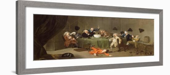 A Midnight Modern Conversation, c.1732-William Hogarth-Framed Giclee Print