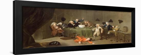 A Midnight Modern Conversation, c.1732-William Hogarth-Framed Giclee Print