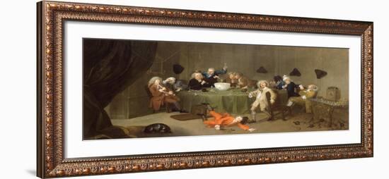 A Midnight Modern Conversation, c.1732-William Hogarth-Framed Giclee Print