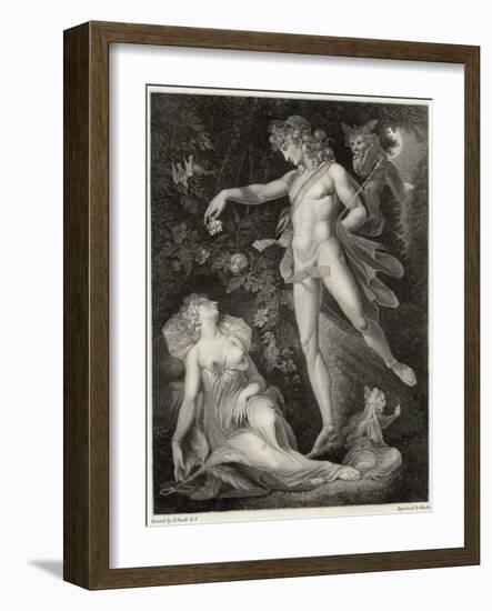 A Midsummer Night's Dream, Act II Scene II Oberon Sprinkles His Spell onto Titania as She Sleeps-Rhodes-Framed Art Print