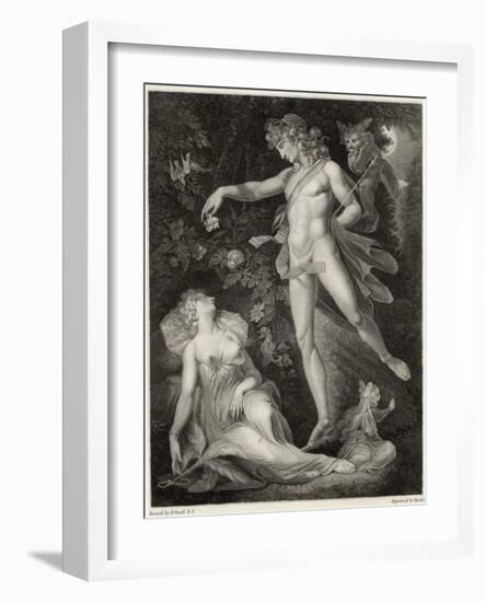 A Midsummer Night's Dream, Act II Scene II Oberon Sprinkles His Spell onto Titania as She Sleeps-Rhodes-Framed Art Print