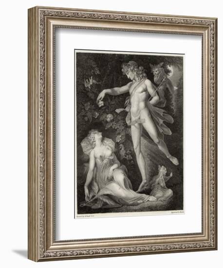 A Midsummer Night's Dream, Act II Scene II Oberon Sprinkles His Spell onto Titania as She Sleeps-Rhodes-Framed Art Print