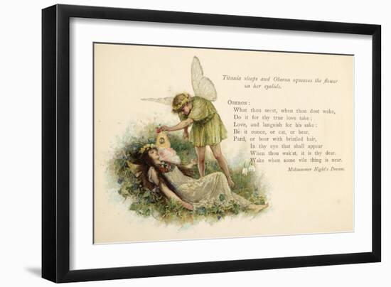 A Midsummer Night's Dream, Act II Scene II: Oberon Squeezes the Flower onto Titania's Eyelids-Walter Paget-Framed Art Print