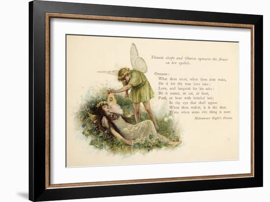 A Midsummer Night's Dream, Act II Scene II: Oberon Squeezes the Flower onto Titania's Eyelids-Walter Paget-Framed Art Print