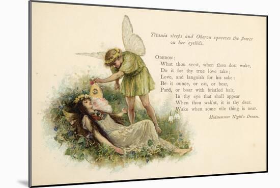 A Midsummer Night's Dream, Act II Scene II: Oberon Squeezes the Flower onto Titania's Eyelids-Walter Paget-Mounted Art Print