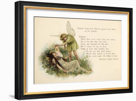 A Midsummer Night's Dream, Act II Scene II: Oberon Squeezes the Flower onto Titania's Eyelids-Walter Paget-Framed Art Print