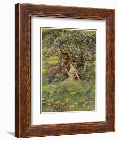 A Midsummer Night's Dream, Titania Bottom and Puck-Eleanor Fortescue Brickdale-Framed Art Print