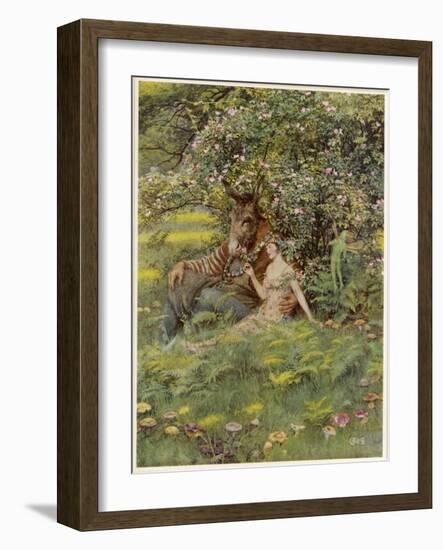 A Midsummer Night's Dream, Titania Bottom and Puck-Eleanor Fortescue Brickdale-Framed Art Print