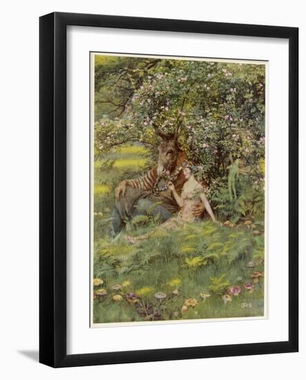 A Midsummer Night's Dream, Titania Bottom and Puck-Eleanor Fortescue Brickdale-Framed Art Print