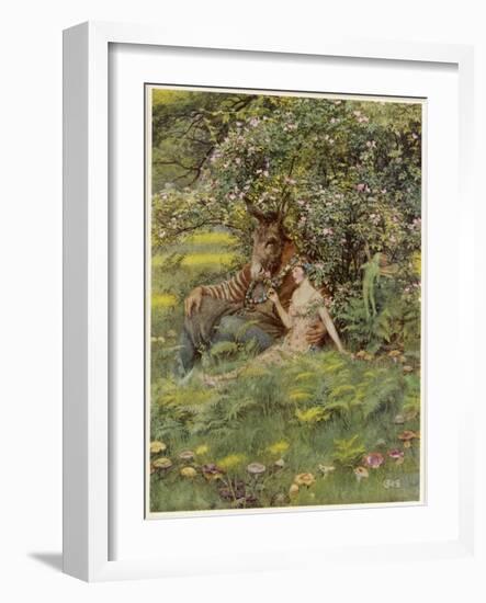 A Midsummer Night's Dream, Titania Bottom and Puck-Eleanor Fortescue Brickdale-Framed Art Print