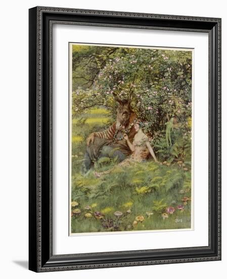 A Midsummer Night's Dream, Titania Bottom and Puck-Eleanor Fortescue Brickdale-Framed Art Print