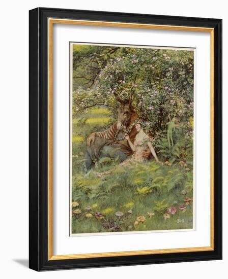 A Midsummer Night's Dream, Titania Bottom and Puck-Eleanor Fortescue Brickdale-Framed Art Print